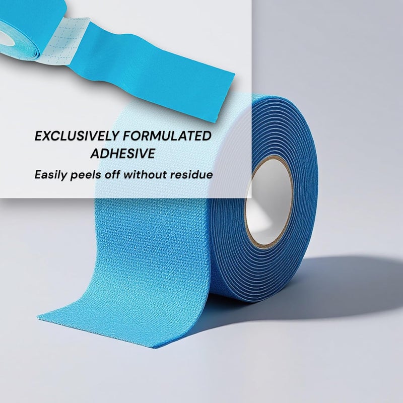 JLB Kinesiology Tape – 2 Rolls (16ft Each) – Strong Adhesion, Waterproof & Sweatproof – Latex-Free Sports Tape for Pain Relief, Muscle Support & Recovery – Physical Therapy & Athletic Tape (Blue) - Image 3